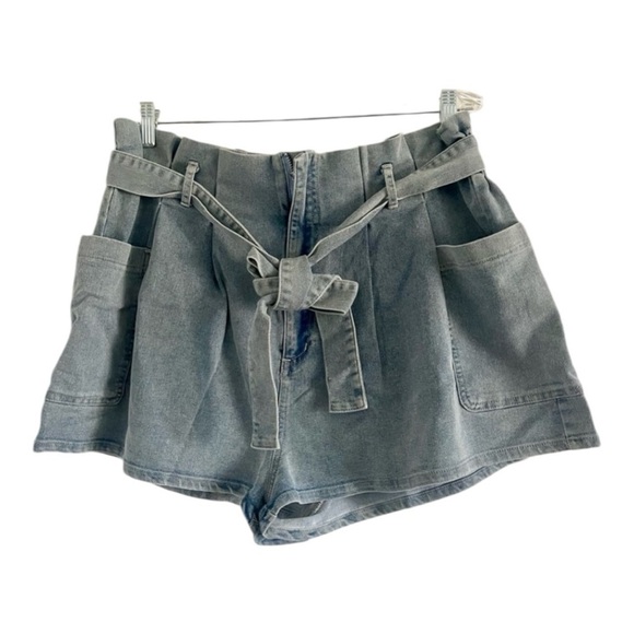 Sweet Generis Pants - SWEET GENERIS Women’s PLUS Blue Cotton Denim Belted Jean‎ Shorts-Sizes 1X,2X,&3X
